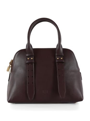 Pinko Sac à main Bowling Medium sac en cuir bordeaux de luxe - 4