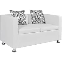vidaXL Sofá Moderno de 2 Plazas Cuero Artificial Blanco Sillón de Salón Casa