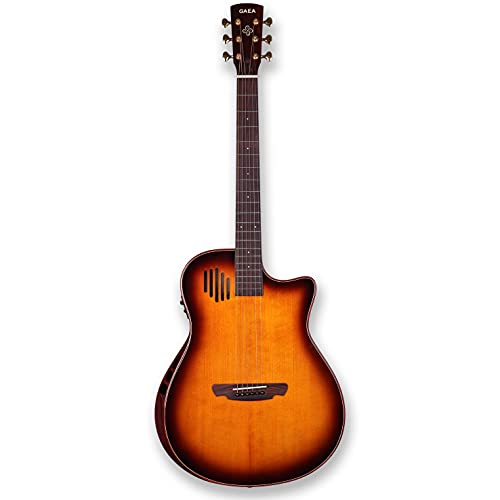GAEA 41 inches Solid Spruce Top Acoustic Electric Guitar with D'Adario EXP-16 Coated Phosphor Bronze String Flame Maple Back & Side Rosewood Fingerboard & bridge (Sunburst) (GS-801)