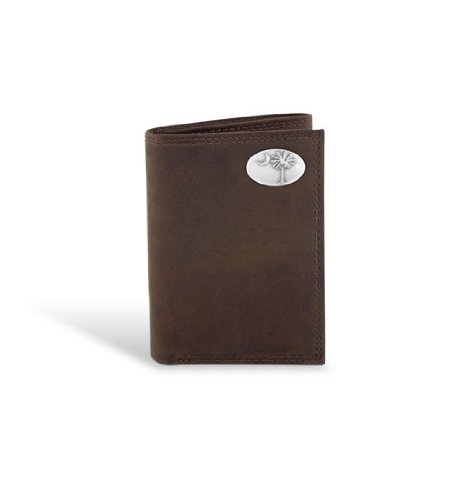 Palmetto Tree - Leather Crazy Horse Brown Trifold Wallet