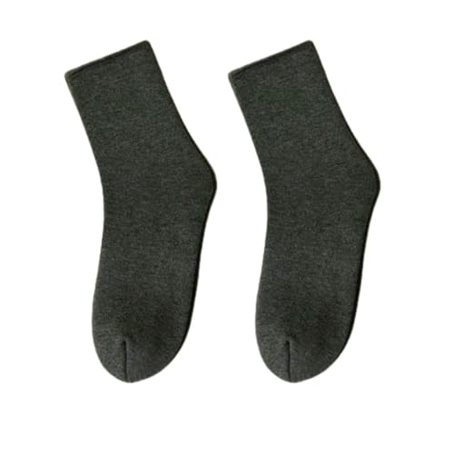 DCEHGEW 4 Pack Men Winter Black Gray Thicken Fleece Warm Outdoor Skiing Crew/Mid-Calf Socks-Grey-38-45(Us 6-11)
