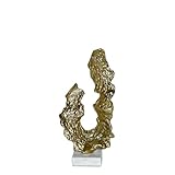 Medidas: 18x9x36 cm Figura Abstracta de Aluminio con Base de marmol en Dorado 18x9x36 cm