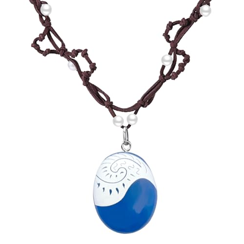 Vaiana Kette Moana Prinzessin Halskette Princess Necklace Kinder Handgeflocht Schmuck Kette Freundschaft Ozean Pearl Anhänger Halskette Geschenke für Frauen Mädchen Damen