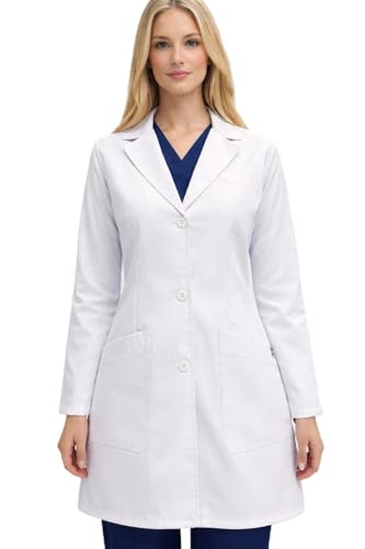 UNIFIT Women Fitted Professional Lab Coats (White Medium) (S)