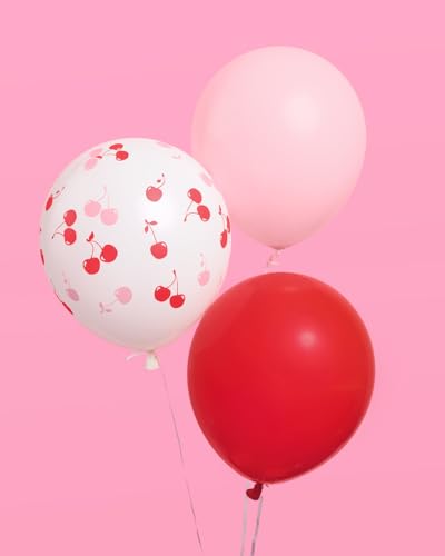 Image of xo, Fetti Red + Pink Cherry Balloons - 24 pk, 12 inch | Ma Cherie Baby Shower, Cherry on Top Bachelorette Decorations, Birthday Decor, Picnic Tablescape
