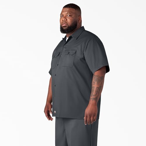 Image of Dickies Men's Short Sleeve Work Shirt - Durable Twill Button Down Shirts for Men, Lightweight Uniform for Daily Wear