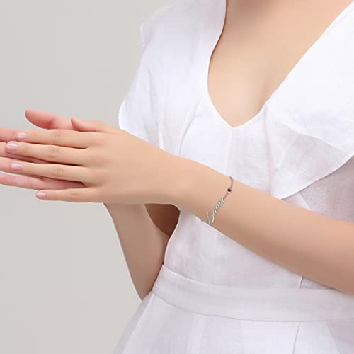 Fencci 10K 14K 18K Real Solid Gold Personalized Name Bracelet For Women Custom Name Anklet With Birthstone Personalized Custom Anklets Bracelet Gift For Girls Mother's Day Birthday Anniversary Christmas #TOP4