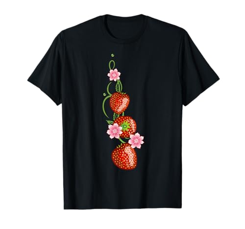 Erdbeeren Sommer Outfit Trendy Erdbeeren mit Blumen Kostüm T-Shirt