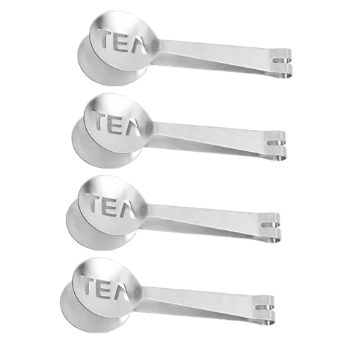 KOCKSHION 4pcs Tea Bag Holder Spoon-shaped Hollow Tongs Sugar Tongs Set Mini Lightweight for Comfortable Grip