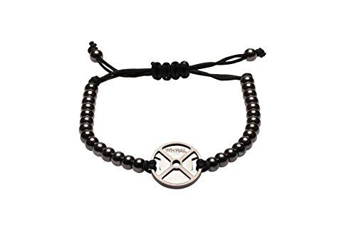 WHYRAL Bodybuilding GYM Edelstahl Fitnesskette Hantel Kette in 21 Varianten (Armband I - Schwarz / Schwarz)