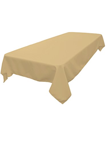LA Linen Polyester Poplin Washable Rectangular Tablecloth, Stain and Wrinkle Resistant Table Cover 60x90, Fabric Table Cloth for Dinning, Kitchen, Party, Holiday 60 by 90-Inch, Khaki