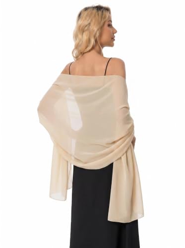 Hotshawl Chiffon Shawls and Wraps for Evening Dresses Women Elegant Soft Scarf Bridal Scarve Wedding Stole (Champagne(chiffon) One Size)