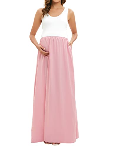 Robe longue d'été blanche pour femme évitant la chaleur en maternité