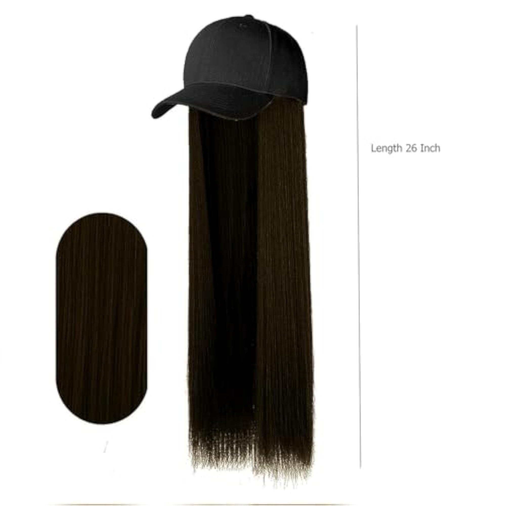 Unique Cap with Attached Hair Extension in Natural Black