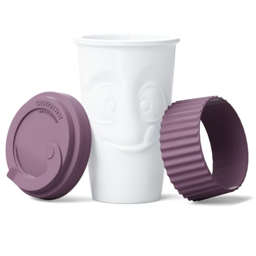 Mug de transport en porcelaine tassen avec bague en silicone wineberry - 400ml - fabriqué en...