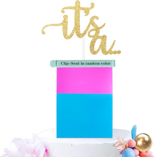Gender Reveal Cake Pull Out Game, Boy or Girl Cake Pulling Box Kit Included 1 Box 1 Pink Blue Strip 1 Clip, He or She Cake Reveal Box for Gender Reveal Party Supplies Cake Decorations