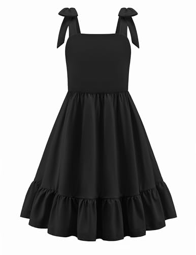 Arshiner Girl's Dress Black Sleeveless Formal Party Funeral Flowy Dresses