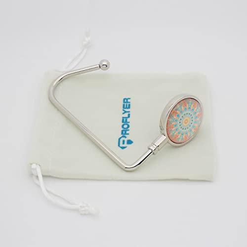 ROFLYER Purse Hook Hanger for Table Bar Long Handbag Hanger Bag Hanger with Velvet Pouch (Mandala Flower) - Thumbnail 4