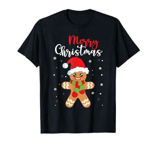 Image of Merry Christmas Shirt Women Girls Kids Gingerbread Man T-Shirt