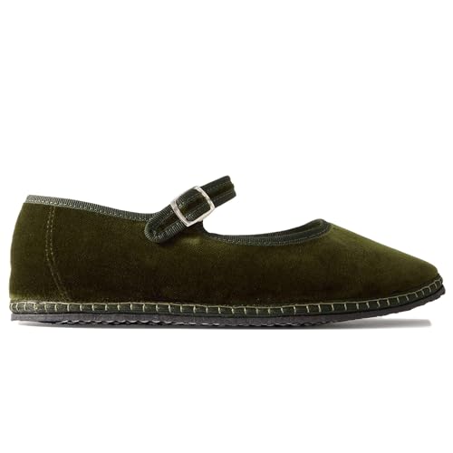 Velvet Ballet Flats for Women with Buckle Strap Comfortable Suede Closed Toe Slip On Mary Jane Flats Casual Comfortable Ballerina Shoes