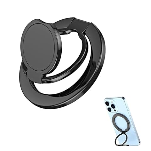 Sikweny Obrotowy o 360° magnetyczny pierścień na telefon komórkowy, składany pierścień, uchwyt do żeloplastycznych, okrągłych telefonów komórkowych, smartfonów, tabletów (czarny)