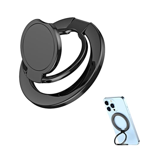 Sikweny Obrotowy o 360° magnetyczny pierścień na telefon komórkowy, składany pierścień, uchwyt do żeloplastycznych, okrągłych telefonów komórkowych, smartfonów, tabletów (czarny)