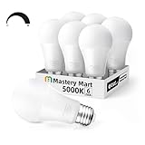 MASTERY MART Led Light Bulbs 10 Watt [60 Watt Equivalent], A19 - E26 Dimmable, 5000K Daylight White, 800 Lumens, Medium Screw Base, Energy Star, UL Listed (Pack of 6)