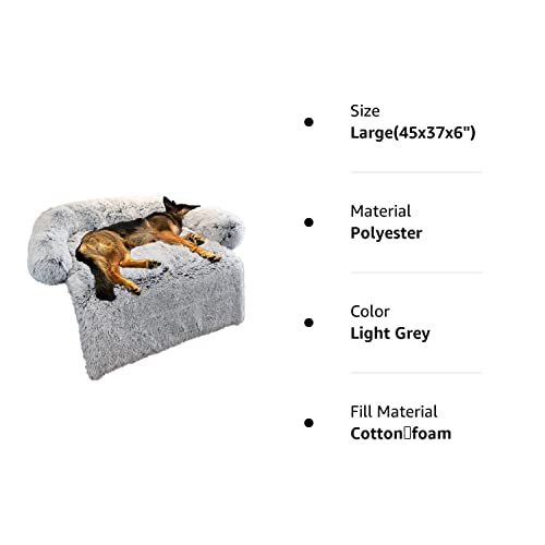 Calming Dog Bed Fluffy Plush Dog Mat For Furniture Protector With Removable Washable Cover For Large Medium Small Dogs And Cats (Large(45X37X6), Light Grey) #TOP6