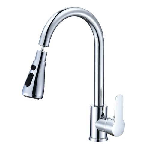 Robinet Cuisine, NEWRAIN Mitigeur Cuisine Douchette Evier Cuisine Pivotant à 360° à Pulvérisateur 2 Modes, Acier Inoxydable Robinetterie de Cuisine ﻿