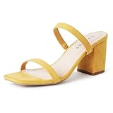 J. Adams Stormi Heeled Sandals Women Dressy Summer Flat Mules- Square Toe Double Band Low Block Heel Sandals - Chunky Sandals for Women - Summer Sandals, Womens Dress Sandals, Women's Heeled Sandals