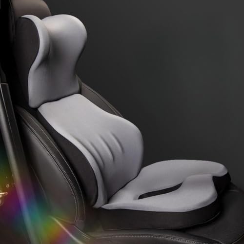 Image of STARQ Premium Car Seat Cushions Combo Seat Back Support, Neck Rest Pillow, Seat Cushion for Driving Seat Memory Foam, Cotton Cover Ergonomic Car Cushions Pillows (Black)
