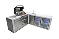 Mont Alpi MAi400-D90BEVFC 32-Inch 4-Burner 78000 BTU 90 Degree Deluxe Island Outdoor Kitchen Bar Gas Island Grill w/Wine Cooler Beverage Center Refrigerator + Granite Countertops + Faucet & Sink