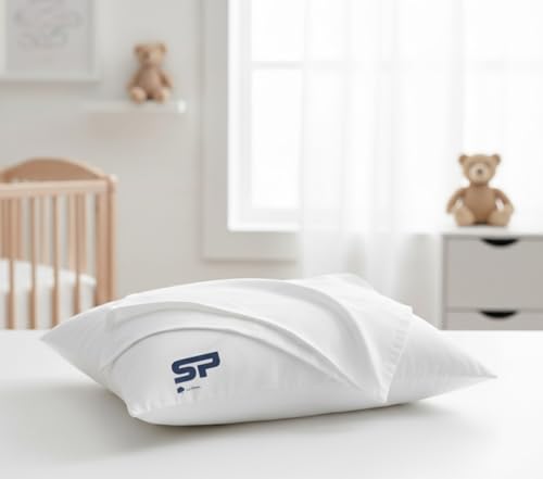 Image of Toddler Travel Pillow case Set of 2, Small Pillow case Cover 100% Egyptian Cotton Decorative Mini Pillow case 500 TC Pillow case with Zipper Closure Toddler 14x20 inch, White Solid