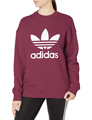 adidas Originals Women's Trefoil Crewneck Sweatshirt, Victory Crimson, Small