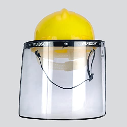 Windsor Safety Helmet (Nape) with Spring Face Shield (8X16) Pack of 1 (Yellow) (PII-707-Nape Spring)