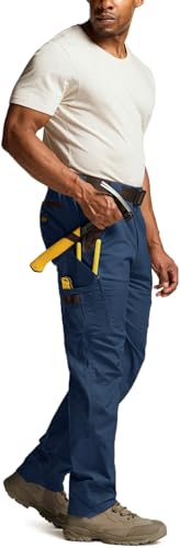Image of CQR Men's Quick Dry Work Pants, Water Resistant Outdoor Tactical Pants, Lightweight Stretch Cargo Hiking Pants