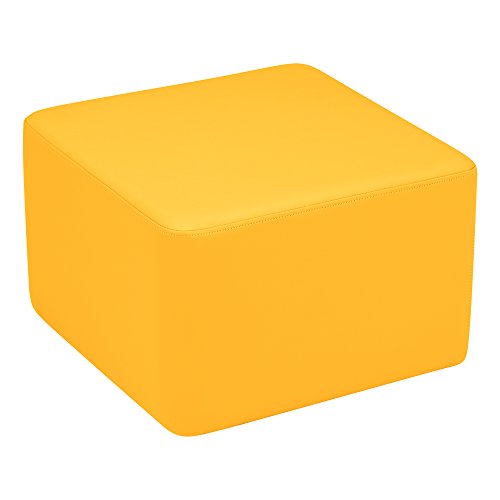 Image of Sprogs 12 inch H Structured Cube Stool -Flexible Modular Collaborative Soft Seating for Office, Home, Lounge and School Classrooms with Durable Frame & Set of 2 inch Legs Add-on - Yellow