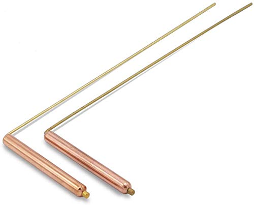 Brass Dowsing L Rods; 13.5in/34cms Long with 4.7in/12cm Copper Handles; Use for Finding Water/Minerals/Oil/Geopathic Stress Lines/Lost Objects/Chakra & Aura Measurement