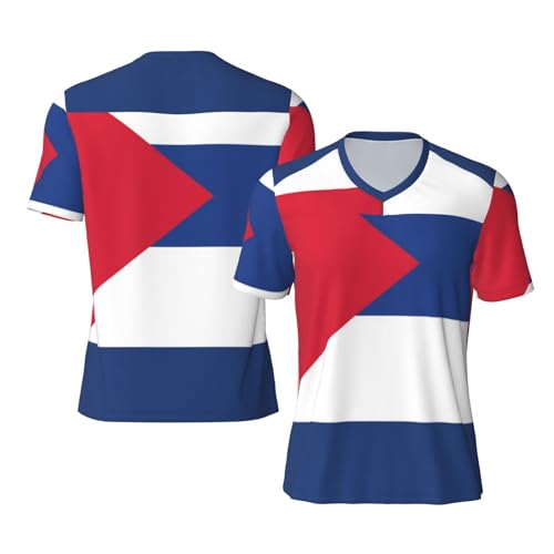 Stylish Athletic Sports Jersey Cuba-Flag Men's Rugby Jersey 3X-Large
