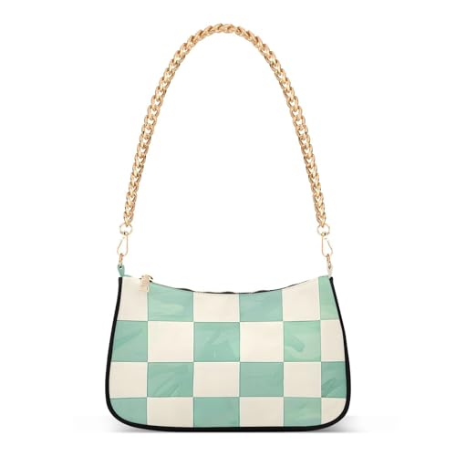 Bolsos de hombro para mujer, diseño de tablero de ajedrez, color crema menta, Multicolor 17, Talla única