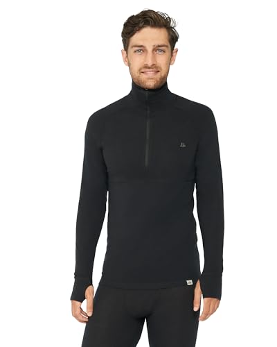 Preisvergleich Produktbild DANISH ENDURANCE Merino Shirt Halfzip, Premium Thermo-Unterwäsche, Temperaturregulierend, Weich, für Herren Schwarz Half Zip L