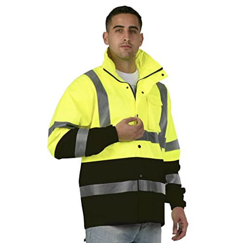 Jorestech High Visibility Light Weight Waterproof Rain Jacket Ansi/Isea 107-2015 Class 3 Level 2 Yellow/Black Jk-03-Ylbk (Xl) #TOP2