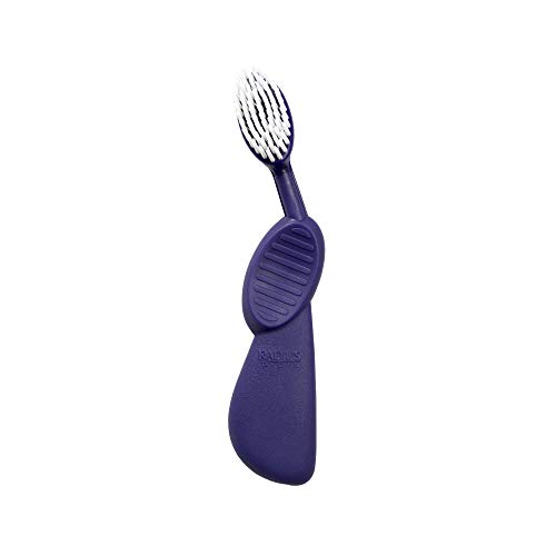 Brosse à dents gaucher flexible violette pour un brossage ergonomique et naturel