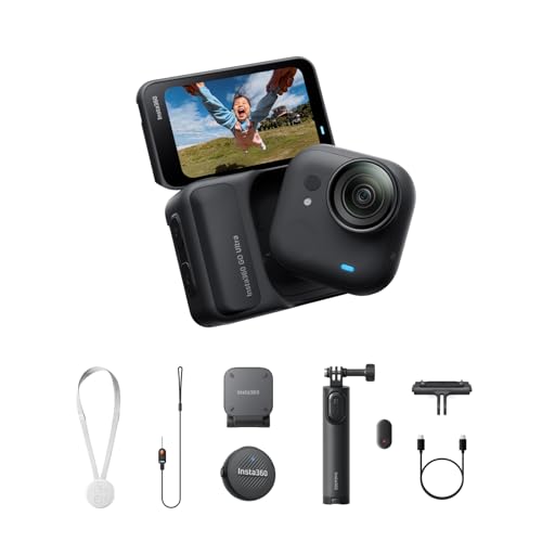 �y�����������񈤗p�z Insta360 GO Ultra Vlog�L�b�g �~�b�h�i�C�g�u���b�N- �|�P�b�g���琢�E���ς�� �y�ʁ��|�[�^�u���A��Ɠx�A�ǂ��ɂł����t���\�AFlowState��u���␳�A200���o�b�e���[�����A10���[�g���h���A�T�C�N����