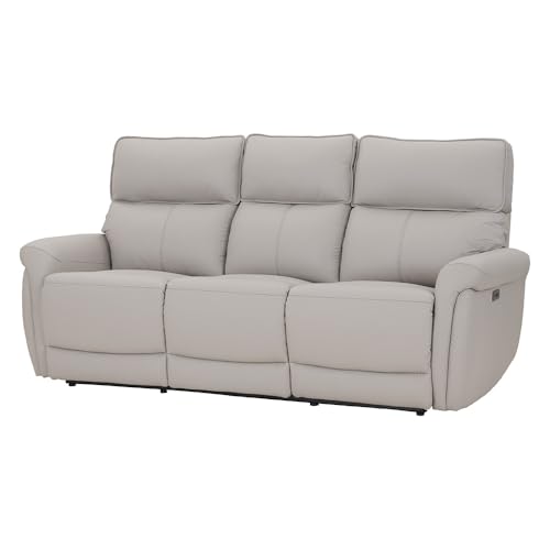 Image of Royaloak Latina Italian Power Motion Half Leather Recliner Three Seater | Genuine Leather | High Backrest Chair | Tufting Design | Designer Armrest | Pocket Springs | Recliner with USB & C Port