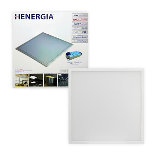 KOMBO HENERGIA - Panel LED, Pannello 60x60 cm 36W 4600 Lumen, Luce Bianca Naturale 4000K – Driver Lifud, Diffusore Opale, Installazione a Incasso, Design Ultrasottile per Uffici e Negozi