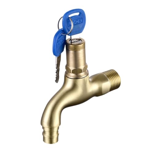 TEHAUX Grifo de Agua de Cobre Fácil Mantenimiento con Llave de Bloqueo Dorado y Diseño Antirrobo Monomando para Fregadero de Cocina para Uso Doméstico