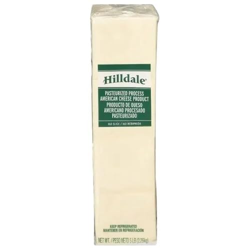 Hilldale White Pasteurized American Cheese, 160 Slices, 5 Pound Package, 4 per Case, Smooth Melting