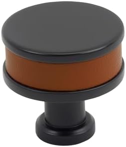 Signature Hardware 954068-114 Lazzara 1-1/4 Inch Cognac Leather Mushroom Cabinet Knob - Matte Black
