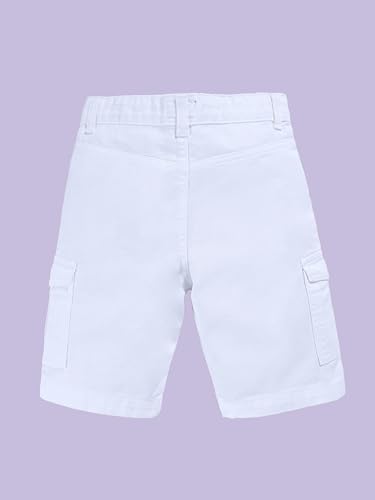 Image of KiddoPanti Boys Knee Length Cargo Denim Shorts with Flap Pockets & Button Closure Casual Wear
